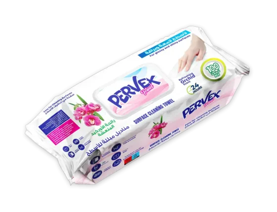 PERVEX Surface Cleaning Towel, Refreshing Orchid Scent, 100 PCS