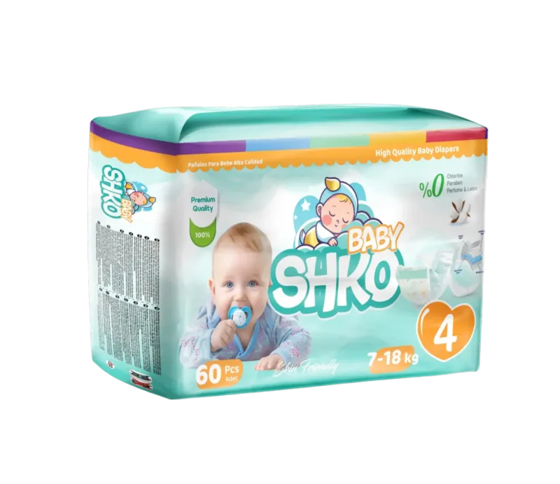 BABY SHKO Baby Diapers, Size 4, Maxi, 7 - 18 kg, 60 PCS
