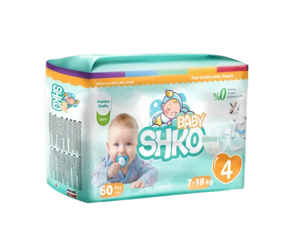 BABY SHKO Baby Diapers, Size 4, Maxi, 7 - 18 kg, 60 PCS