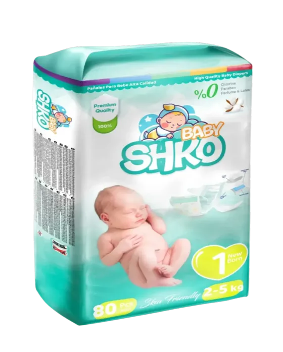 BABY SHKO Baby Diapers, Size 1, Newborn, 2 - 5 kg, 80 PCS