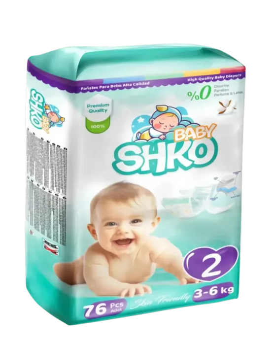 BABY SHKO Baby Diapers, Size 2, Mini, 3 - 6 kg, 76 PCS