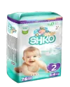 BABY SHKO Baby Diapers, Size 2, Mini, 3 - 6 kg, 76 PCS