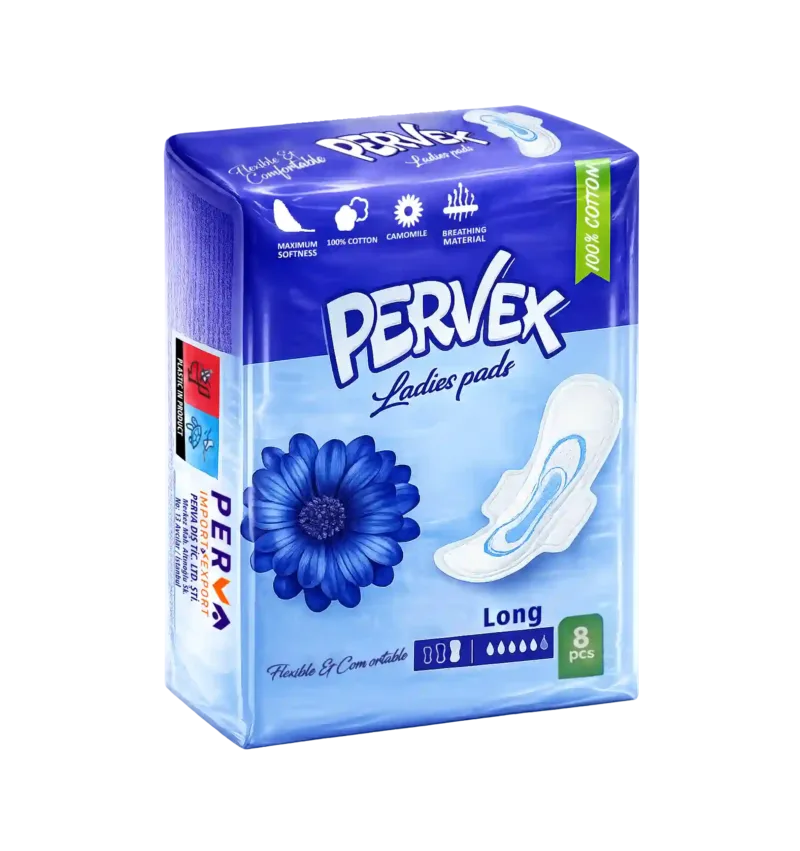 PERVEX Ladies Pads, Long, 8 PCS