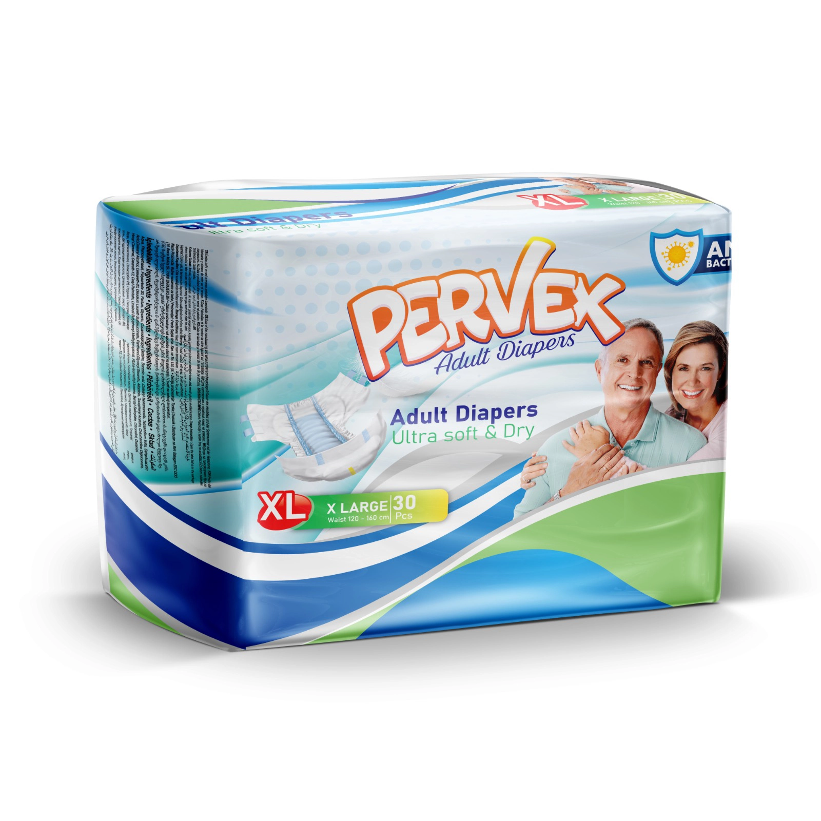 Adult Diapers, Size XL (X Large) Waist 120 - 160 cm, 30 PCS