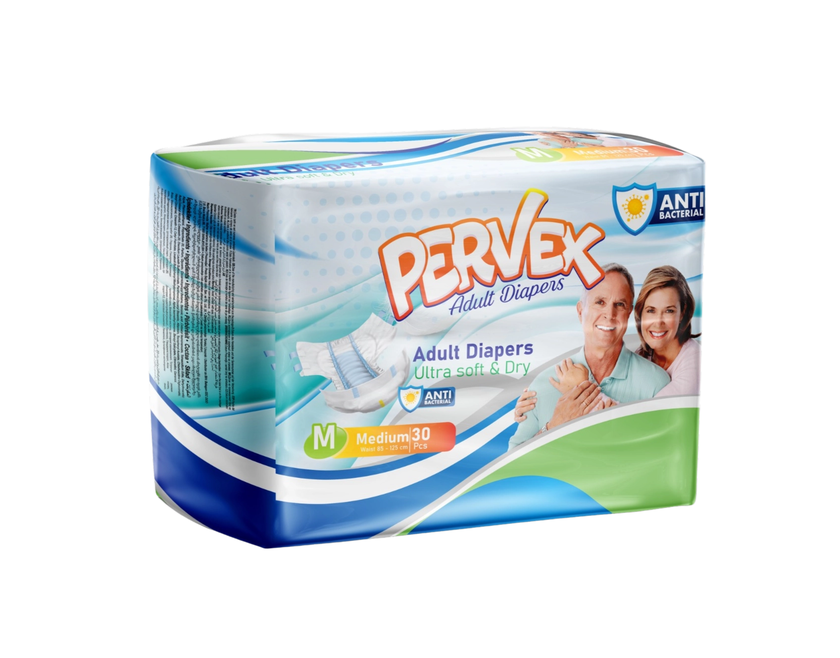 Adult Diapers, Size M (Medium) Waist 85 - 125 cm, 30 PCS