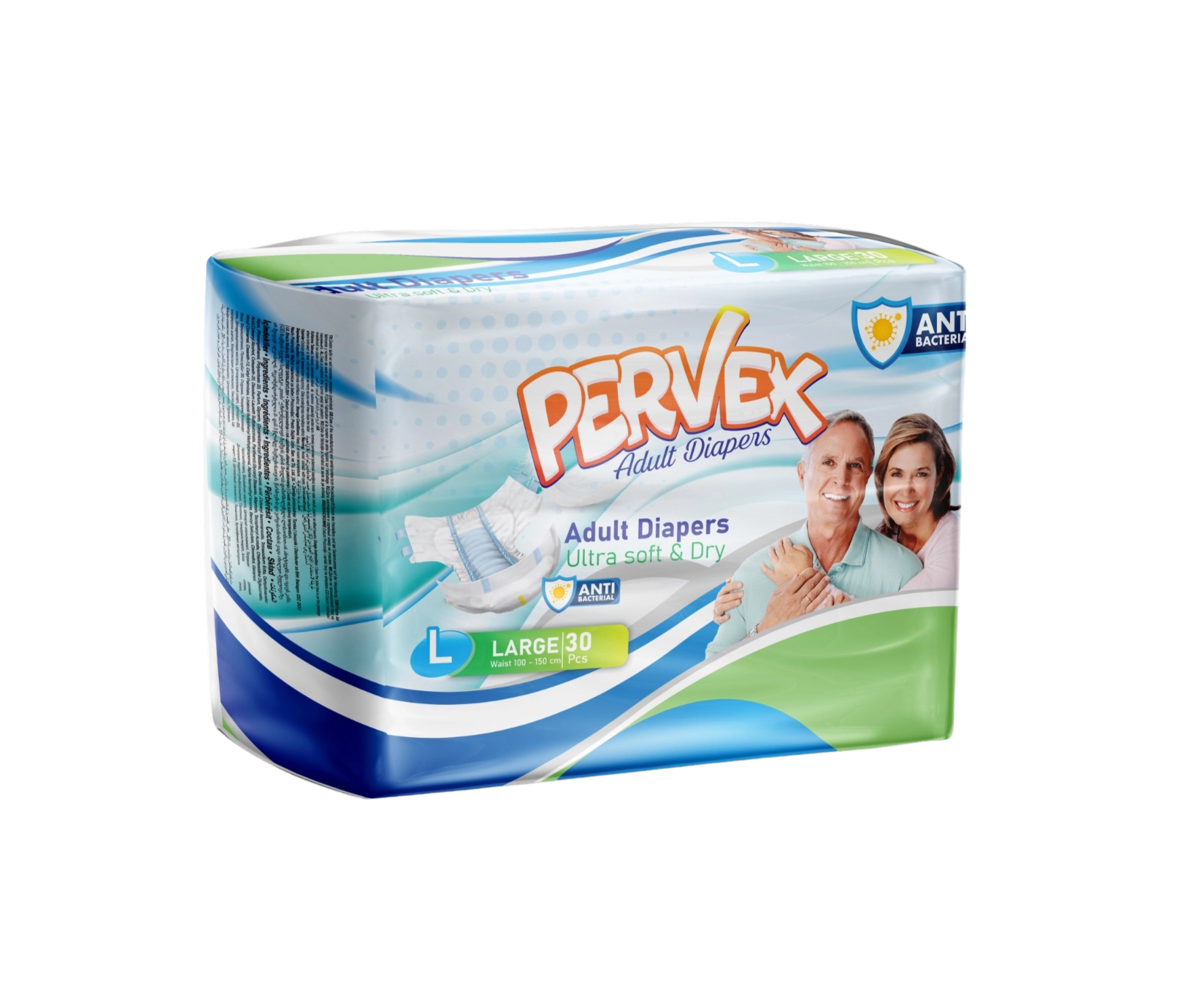 Adult Diapers, Size L (Large) Waist 100 - 150 cm, 30 PCS