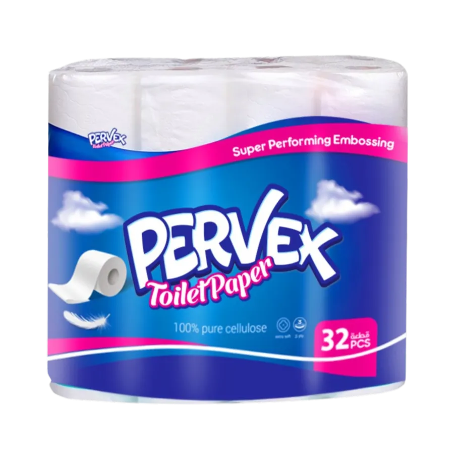 Cellulose Toilet Paper 3 Ply, 32 Rolls (115 Sheets/Roll)