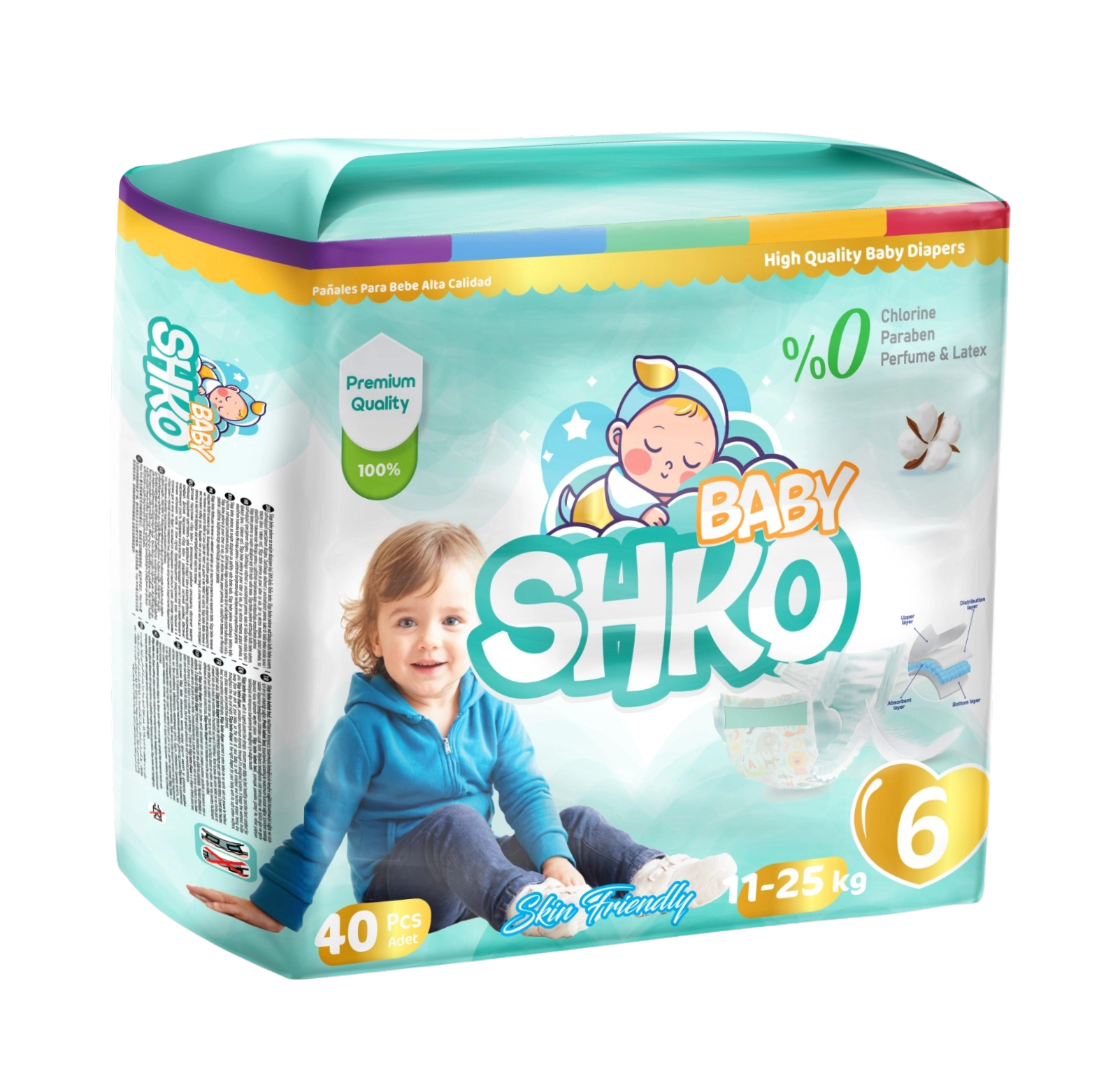 BABY SHKO Baby Diapers, Size 6, Junior Plus, 11 - 25 kg, 40 PCS