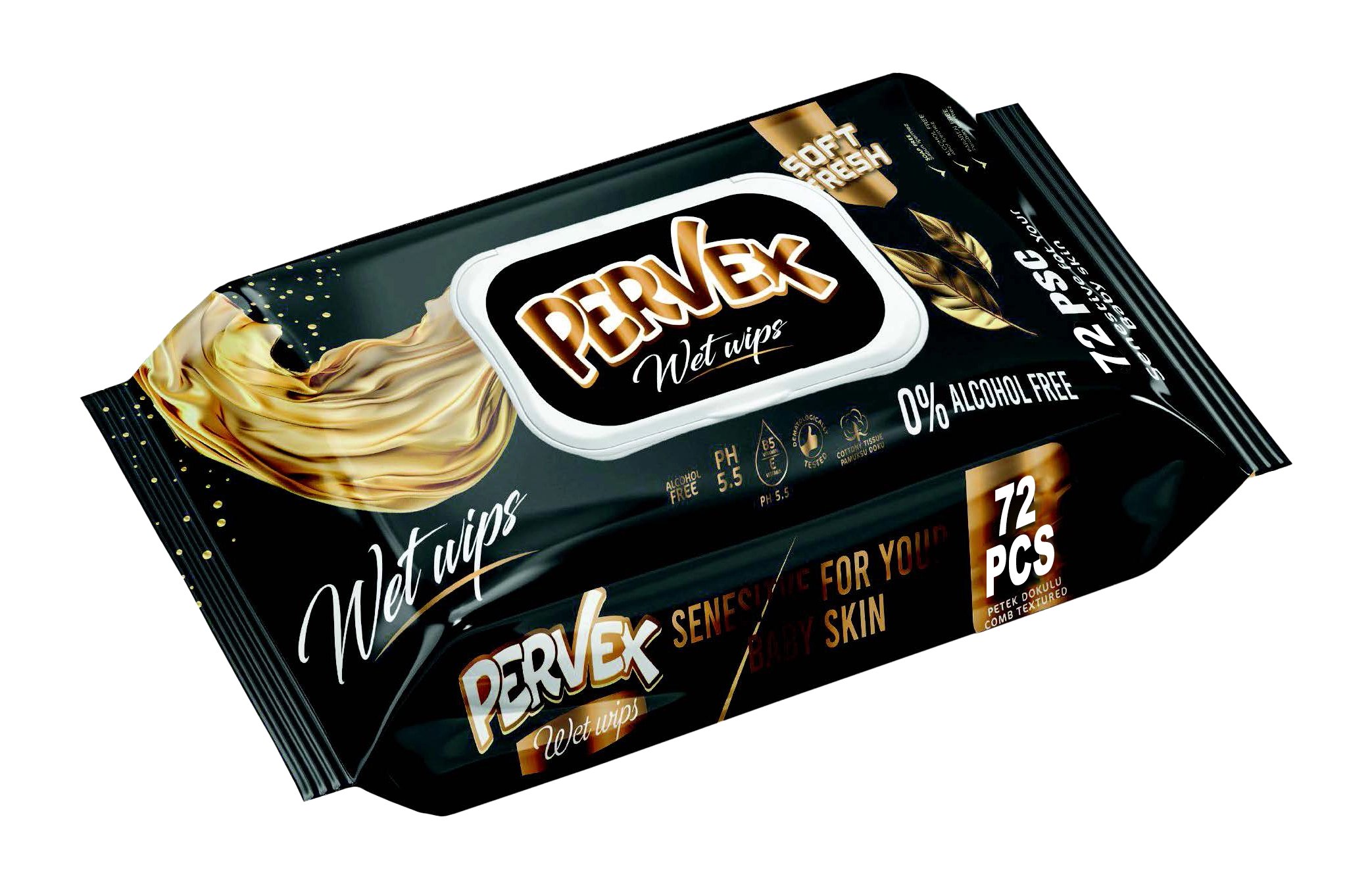 PERVEX Soft Wet Wipes with Oud Extract, 72 PCS