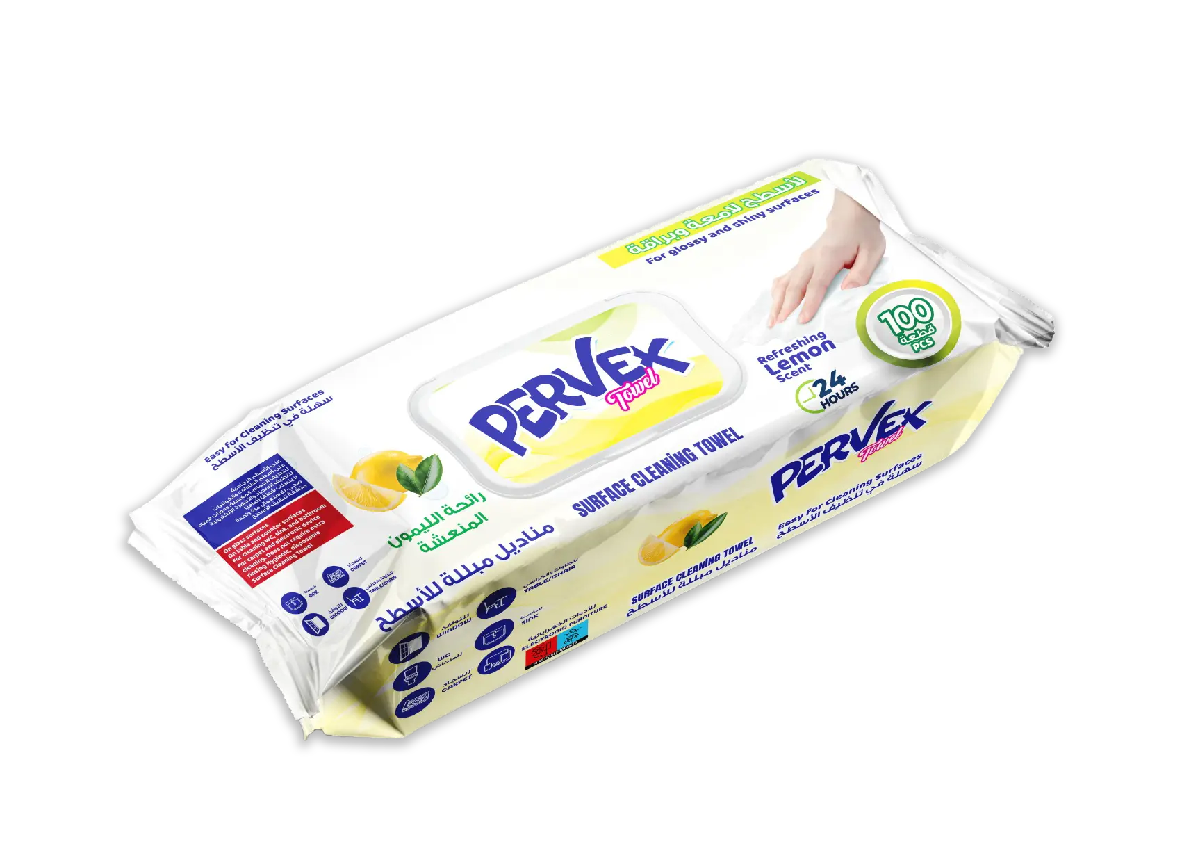 Surface Cleaning Towel, Lemon Scent, 100 PCS